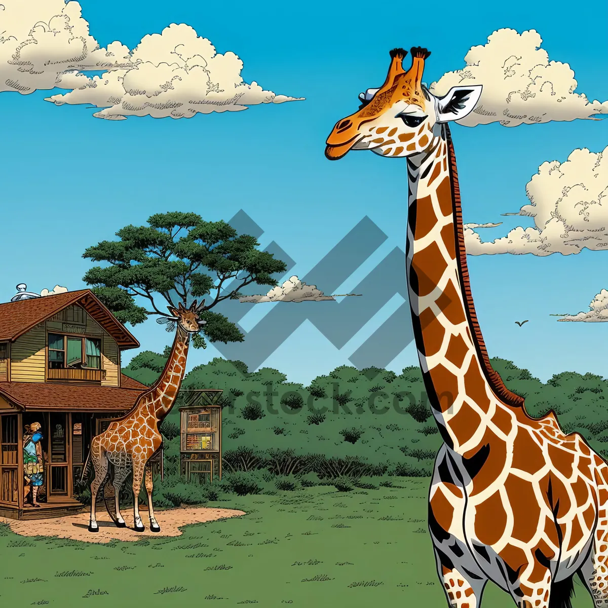 Picture of Majestic Giraffe Gracefully Roaming the Savanna