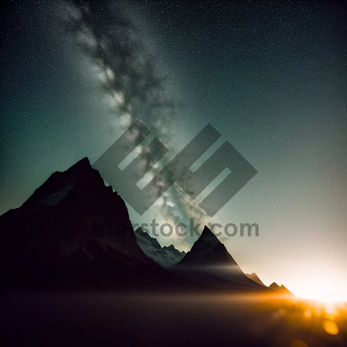 Picture of Sunset over Mountain Landscape with Clouds