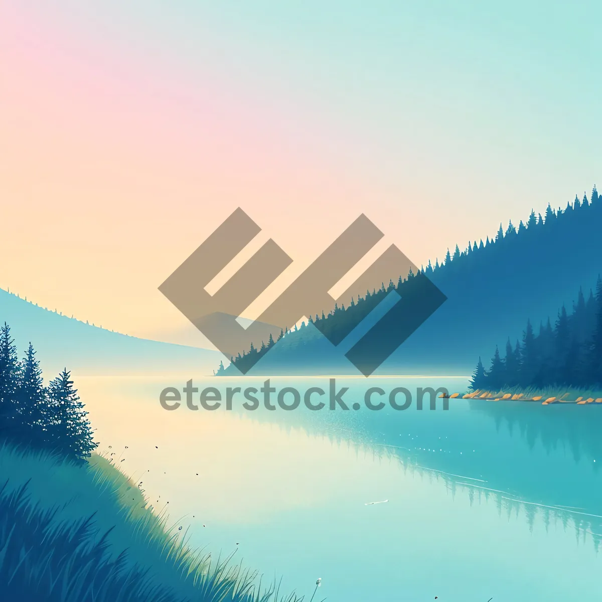 Picture of Tranquil Sunset over Mountain Lake