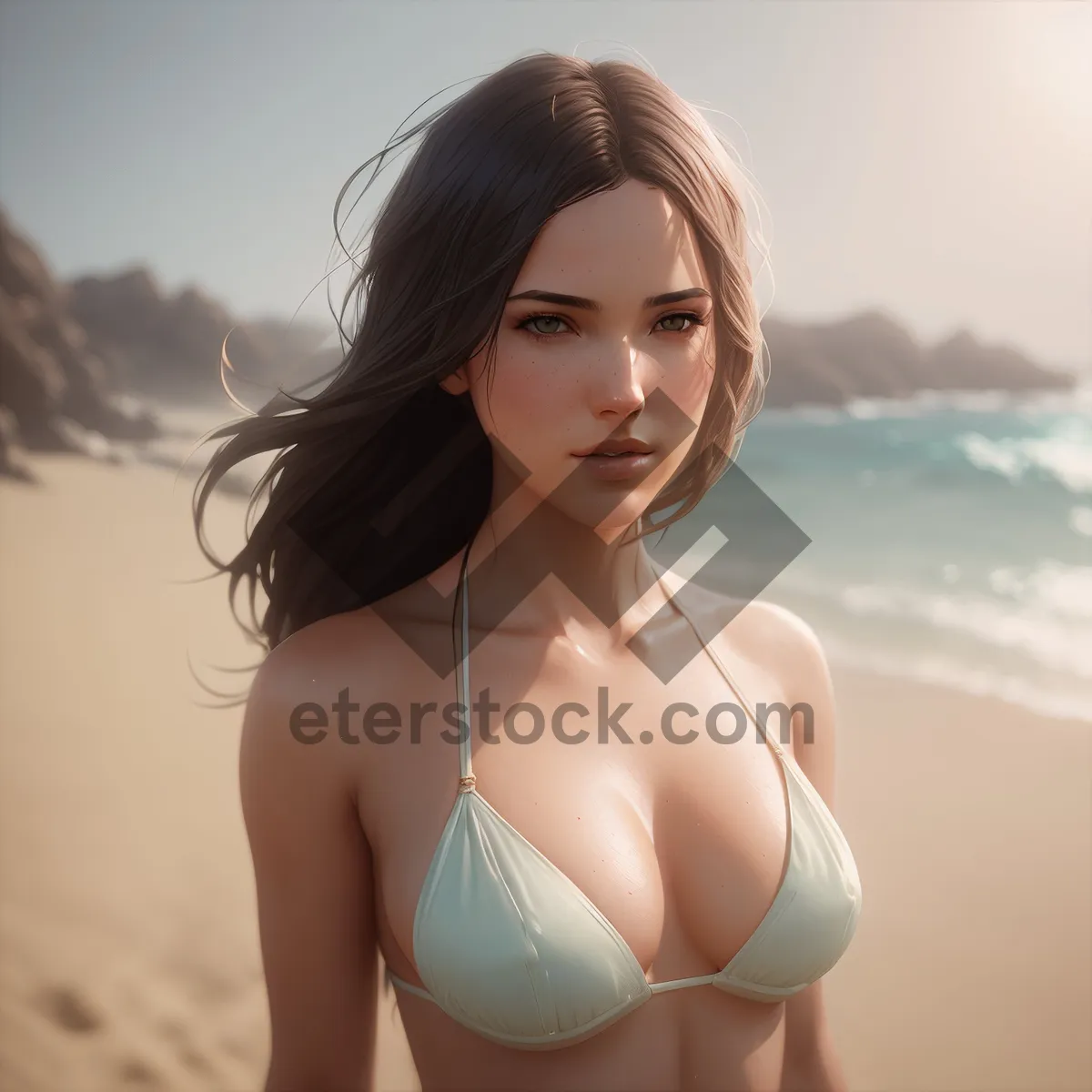 Picture of Stunning Bikini Model Poses for Fashion Shoot