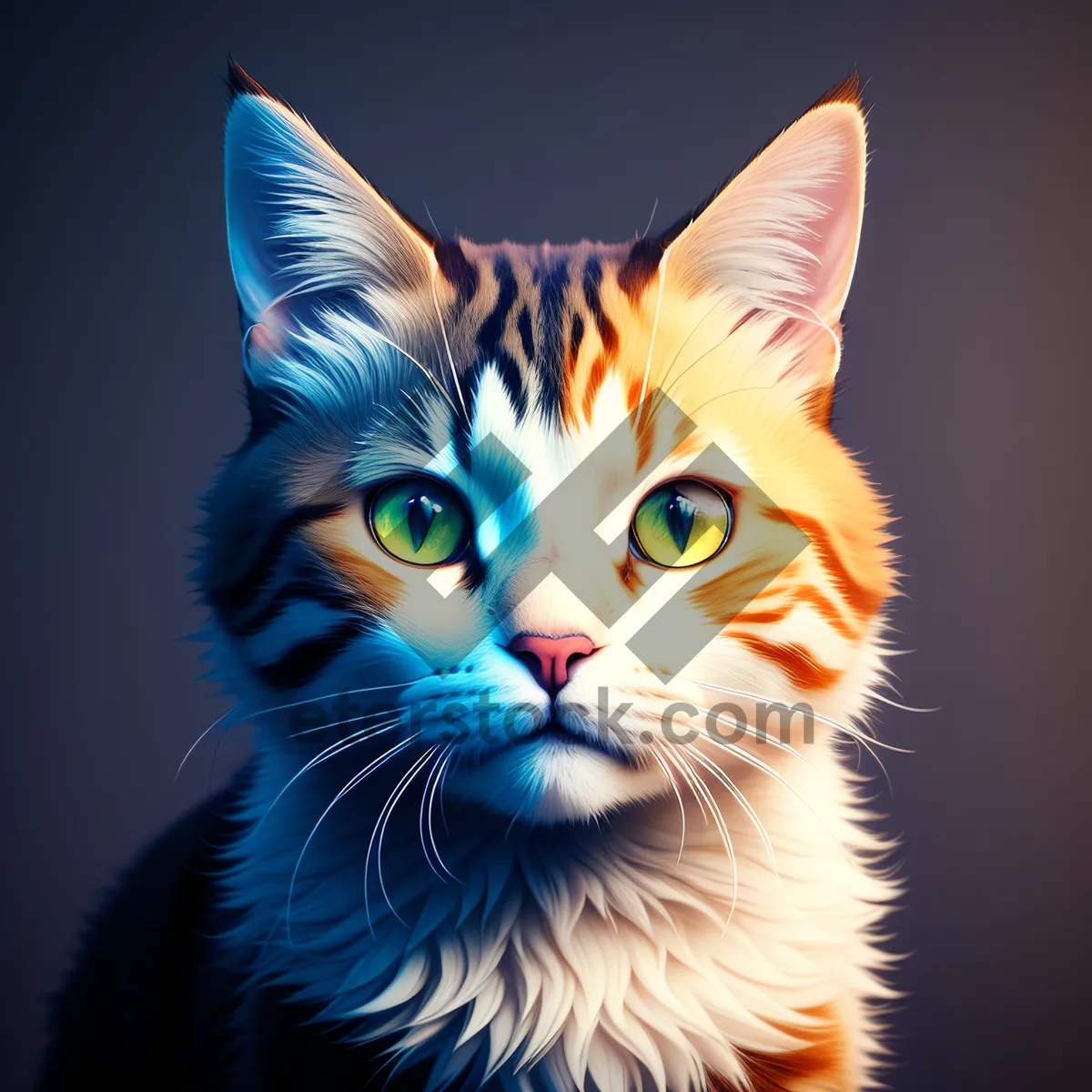 Picture of Gray Fluffy Furball with Piercing Whiskers