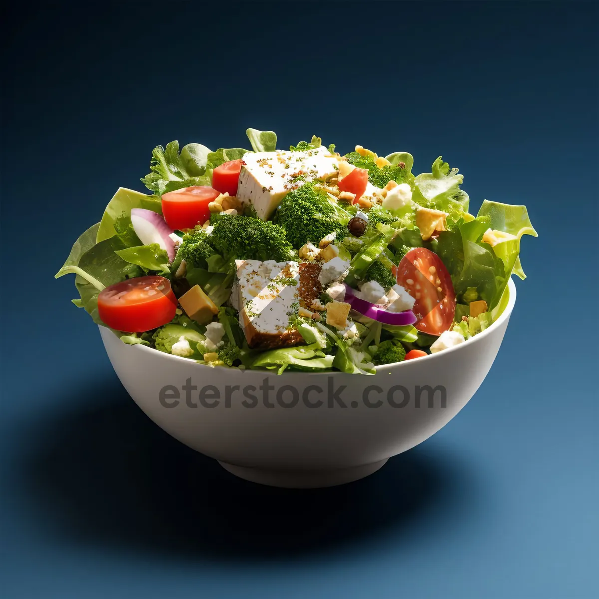 Picture of Delicious Vegetarian Salad with Fresh Tomatoes and Guacamole