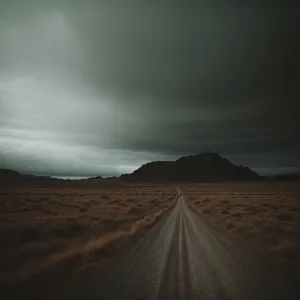 Serenity Road: Scenic Desert Sunset Journey