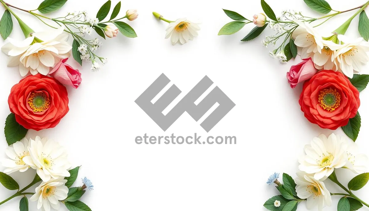 Picture of Grunge floral frame with leaves and flowers.