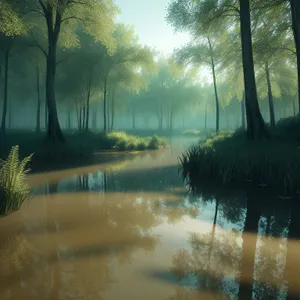 Serene River Amongst Lush Forest