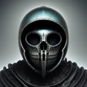 Man in protective gas mask, nuclear environment