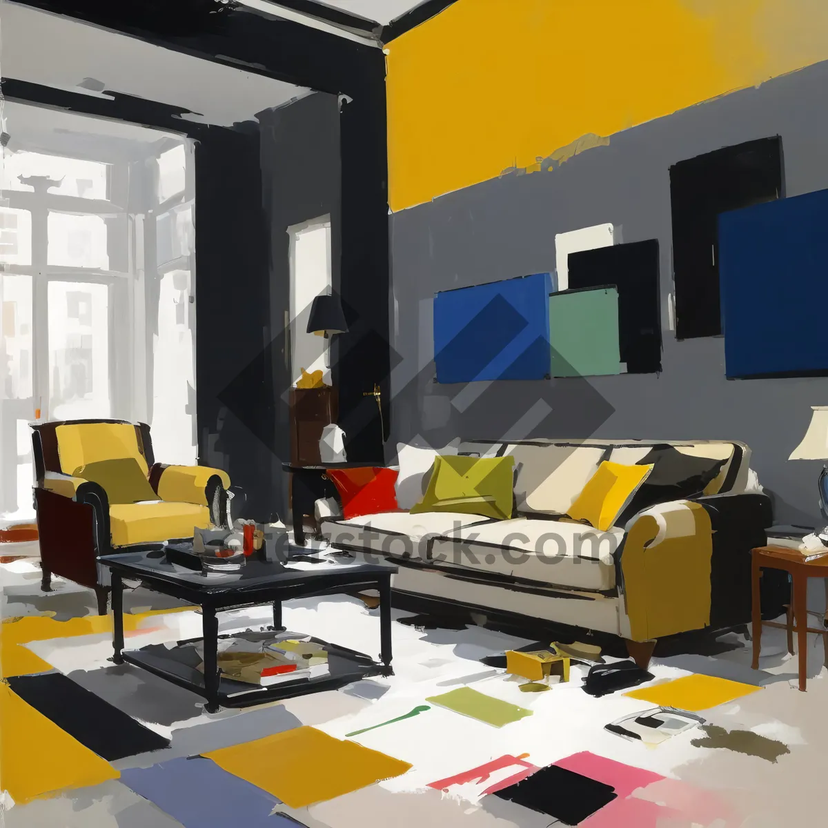 Picture of Modern Living Room Interior with Stylish Furniture