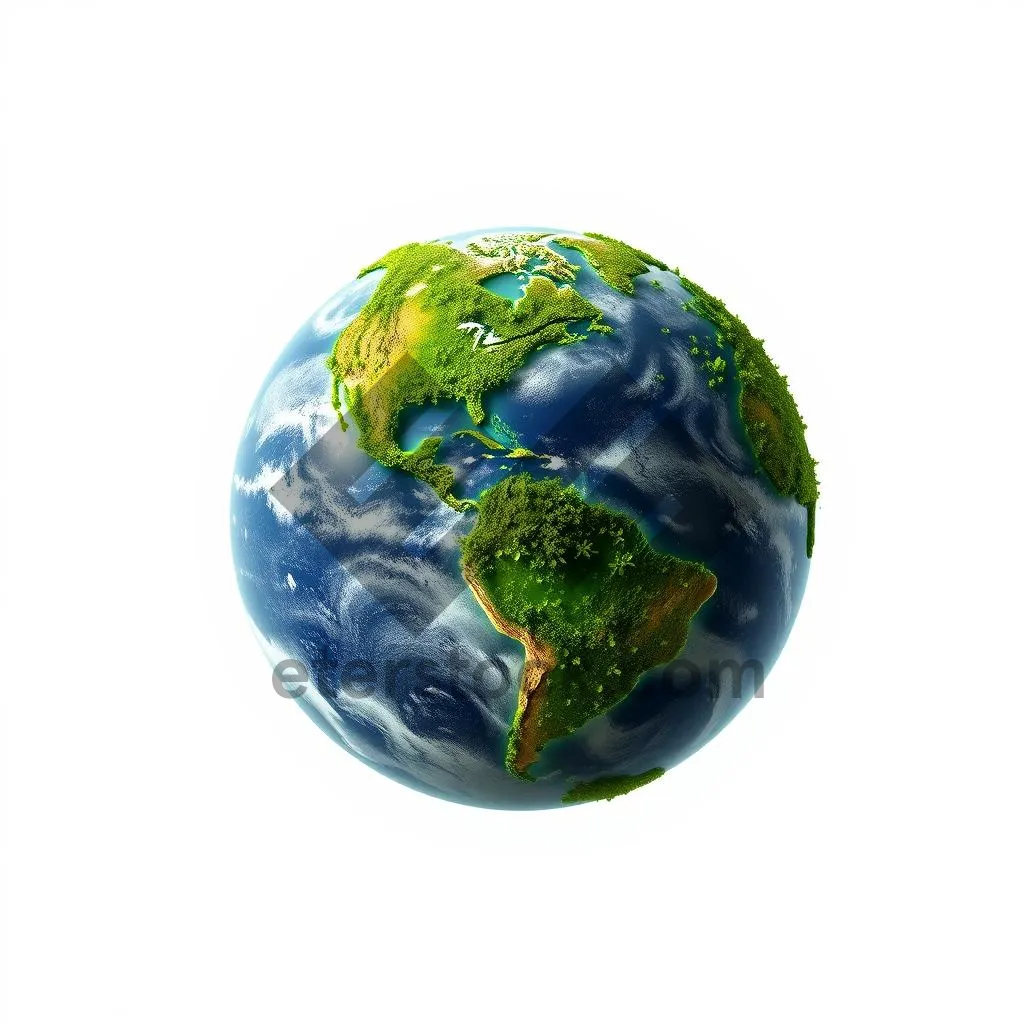 Picture of 3D Globe Atlas Illustration: Earth's Oceans and Continents