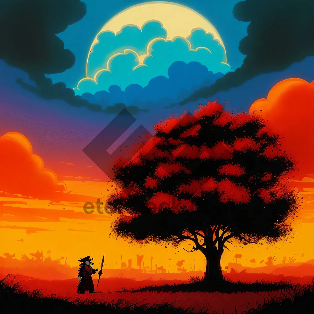 Picture of Sunset Silhouette amidst Cloudy Sky