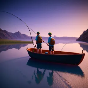 Serene Sunset on a Tranquil Coastal Fishing Expedition