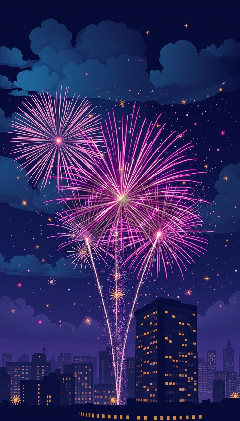 Picture of Colorful Firework Celebration in the Night Sky