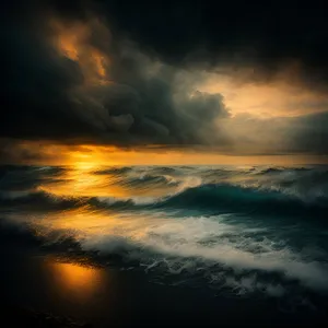 Serene Sunset Over Ocean Horizon