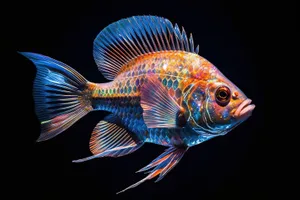 Vibrant goldfish swimming in a colorful aquarium.