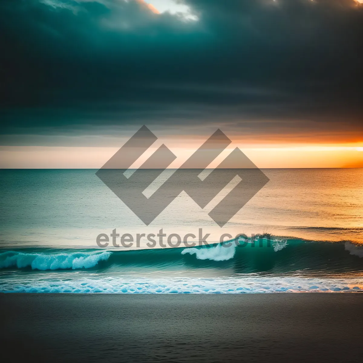 Picture of Golden Horizon: Serene Beach at Dusk