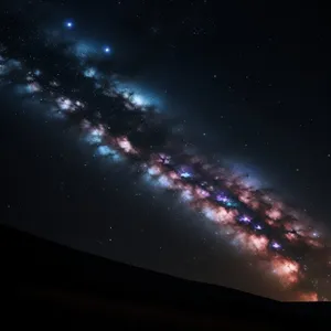 Celestial Night Sky with Glowing Moon and Stars