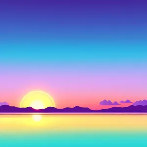 Vivid Summer Sunset over the Serene Sea