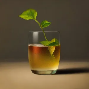 Refreshing Mint-Lemon Tea in Glass Cup