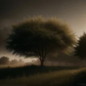 Serene Sunset Over Lush Landscape