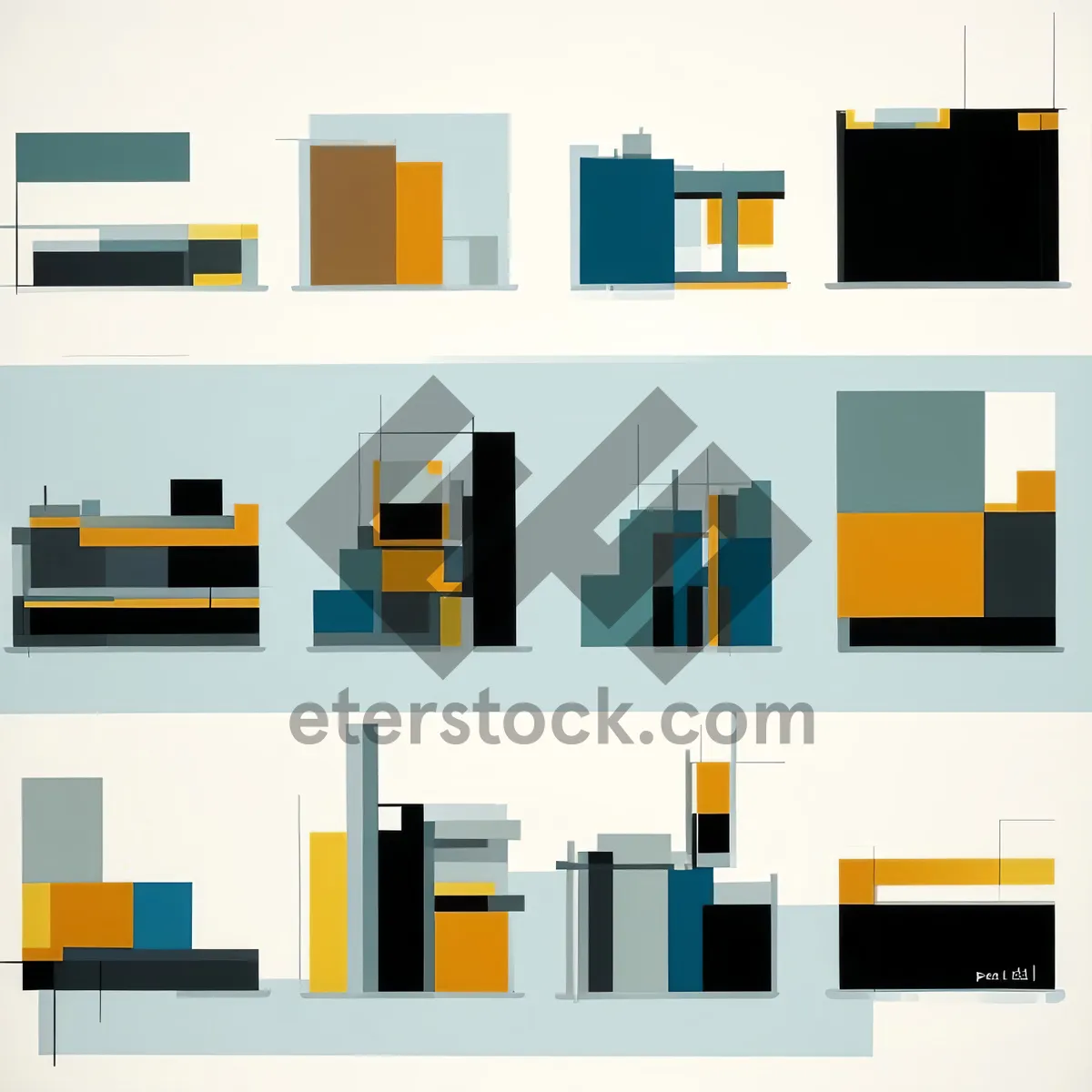 Picture of 3D design icon set for web business