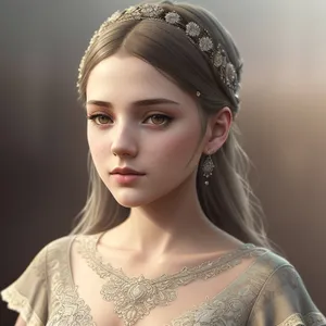 Royal Elegance: Crown Jewel Fashion Portrait of Attractive Princess