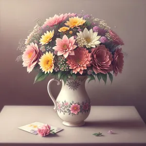 Pink Flower Bouquet in Vase