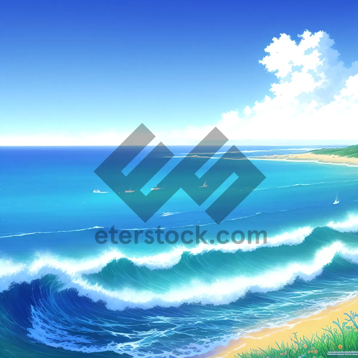 Picture of Tranquil Seascape: Sunny Beach Paradise and Turquoise Waters