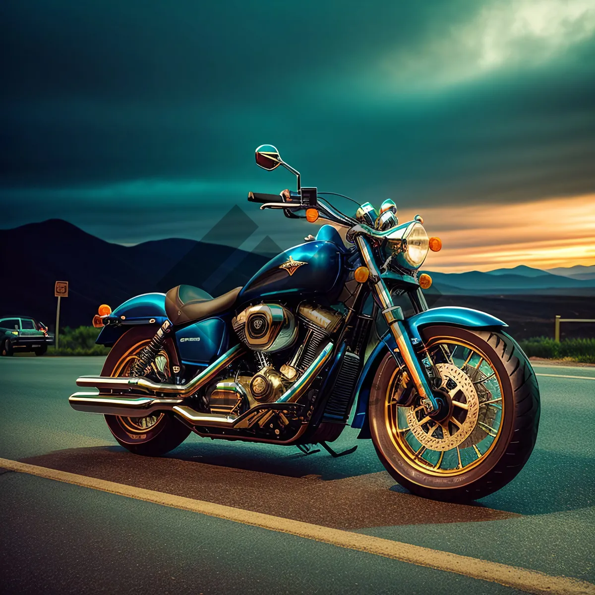 Picture of Thrilling Motorcycle Race on Desert Speedway