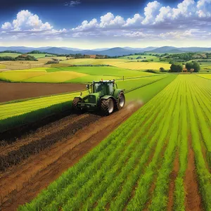 Rural Harvest: Golden Wheat Fields under Sunny Sky