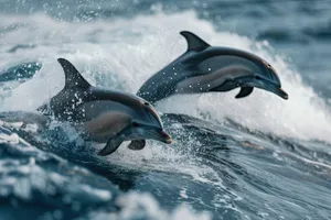 Marine wildlife swimming in the ocean