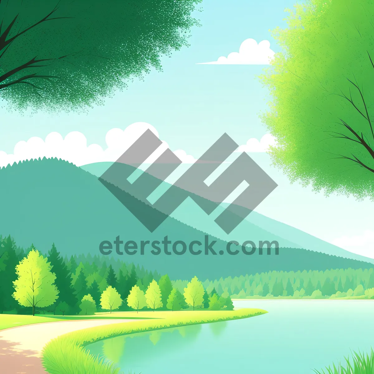 Picture of Vibrant Summer Landscape with Oak Tree