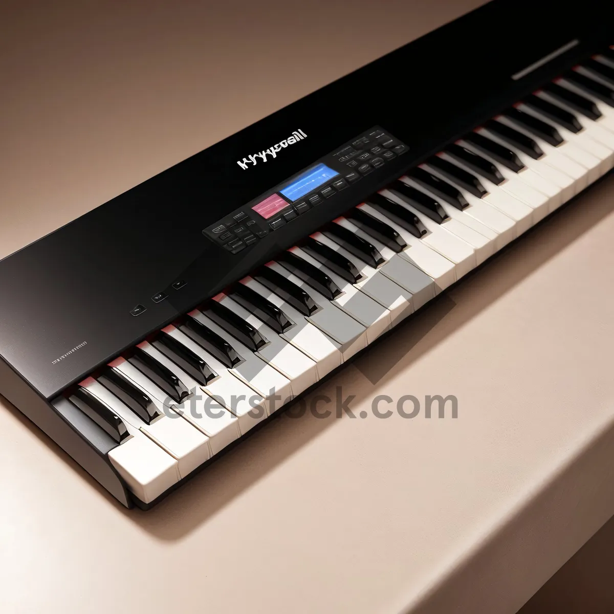 Picture of Black Electronic Keyboard: Musical Synthesizer Instrument