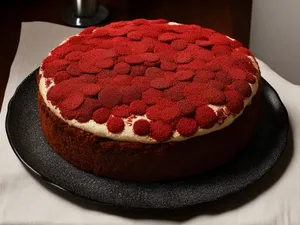 Delicious chocolate raspberry trifle dessert on plate