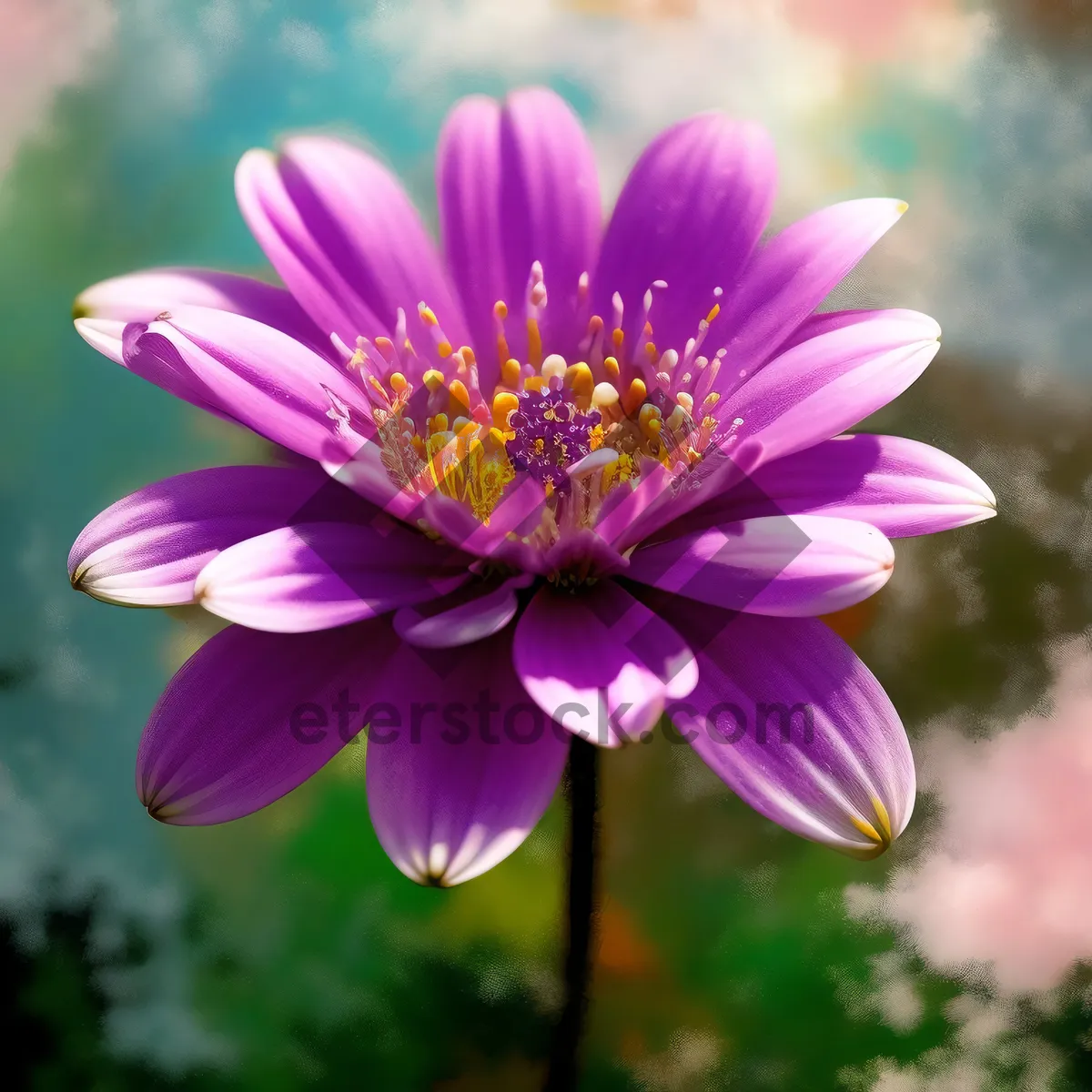 Picture of Yellow and Pink Daisy Blossom Closeup