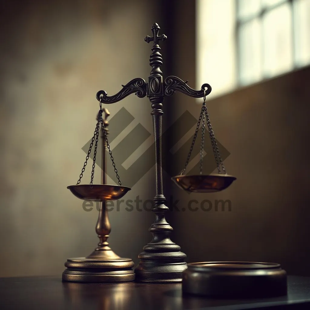 Picture of Golden Balance Scale for Business Justice Weight Measurement