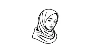 Cheerful cartoon housewife in clip art drawing