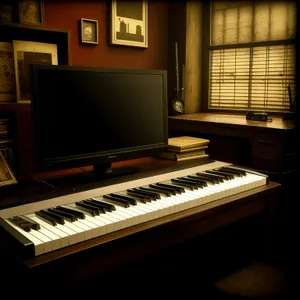 Black Upright Piano - Musical Keyboard Instrument