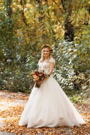 Happy Wedding Day: Smiling Bride and Groom Portrait