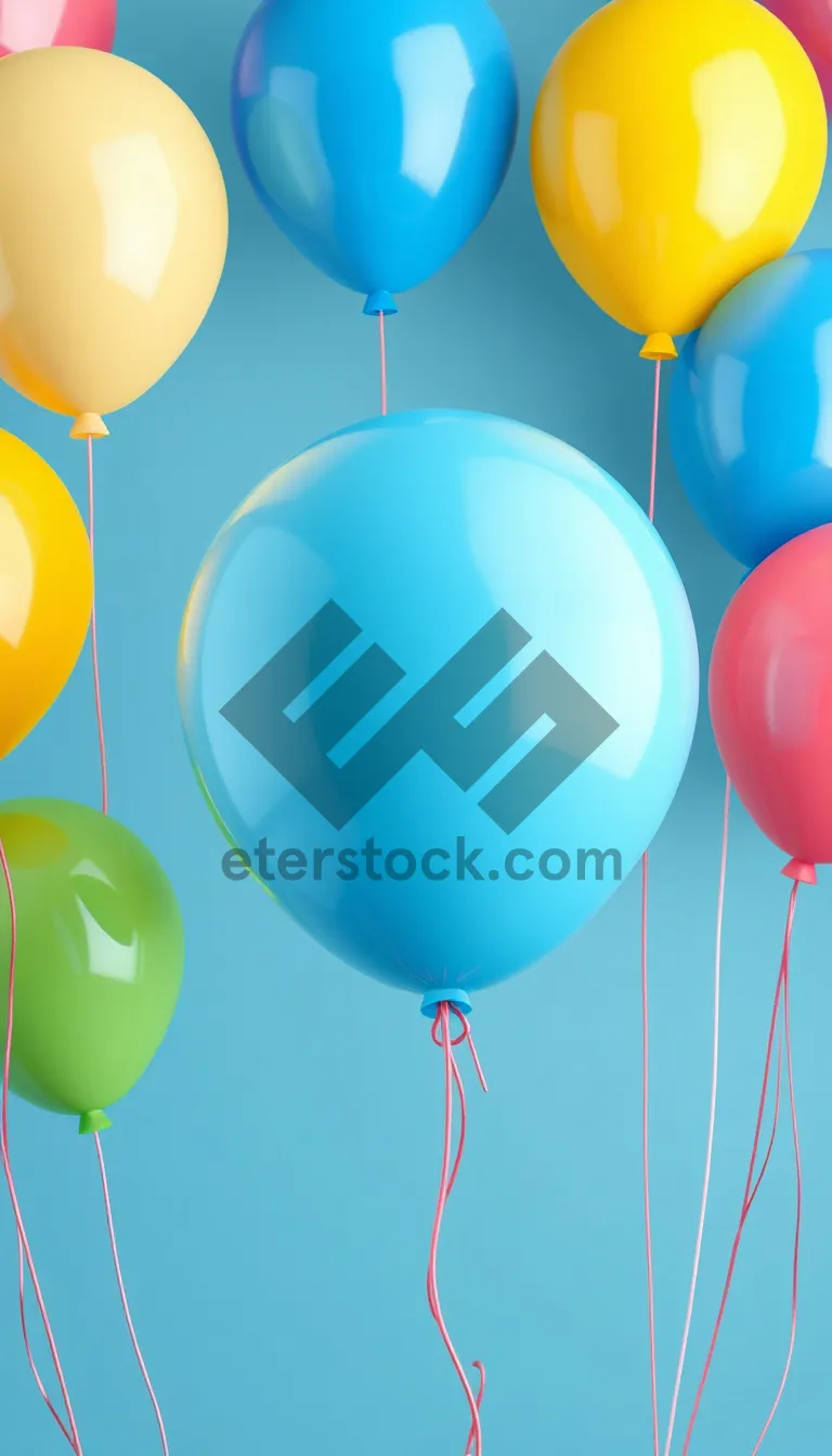 Picture of Colorful party balloons icon set - bright and shiny