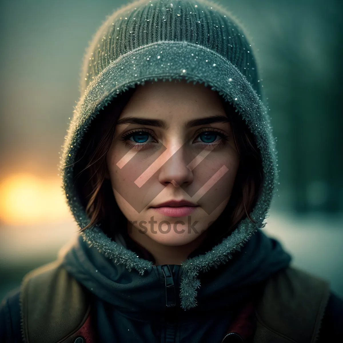 Picture of Smiling Child in Winter Bonnet and Scarf