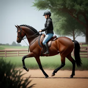 Powerful Stallion Galloping in Grass with Saddle