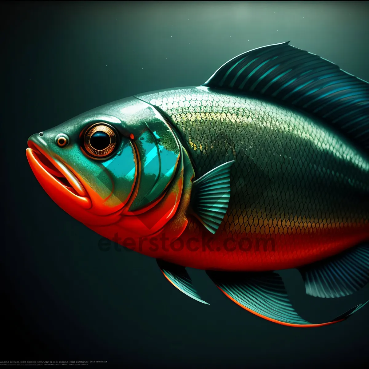 Picture of Swimming Goldfish in Aquatic Tank