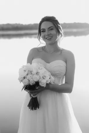 Happy Bride and Groom Celebrating Wedding Day Together