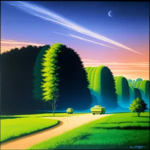 Serene Countryside Meadow Under a Blue Sky