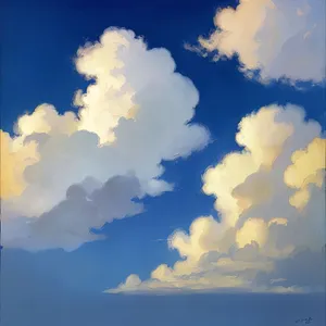 Vibrant Sky with Fluffy Clouds and Clear Sunny Atmosphere