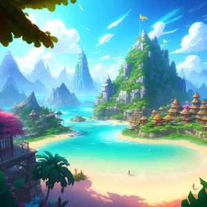 Serene beach landscape with clear blue skies