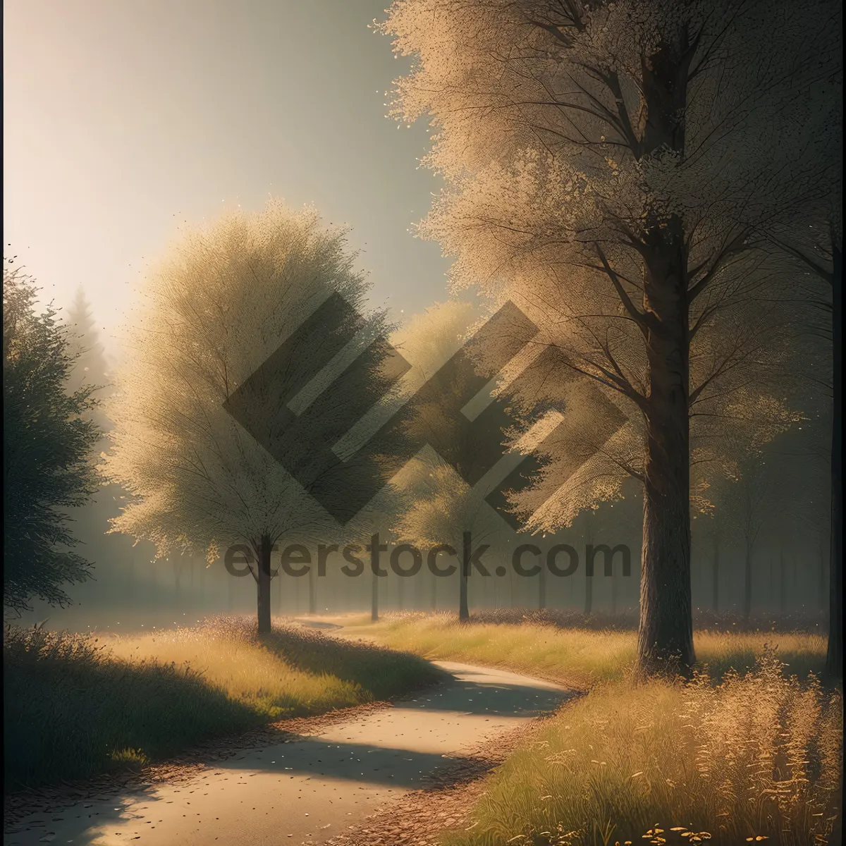Picture of Serene Autumn Skyline with Majestic Trees
