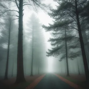 Misty Autumn Morning in the Forest