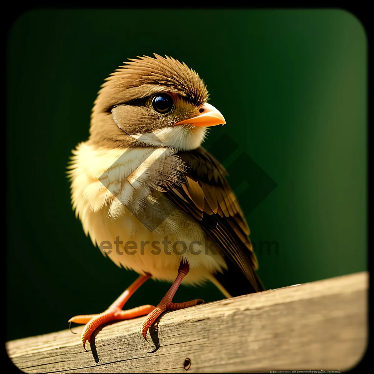 Picture of Sitting Sparrow with Feathers and Black head