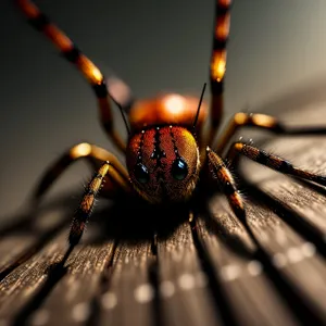 Garden Spider web with Harvestman in close view