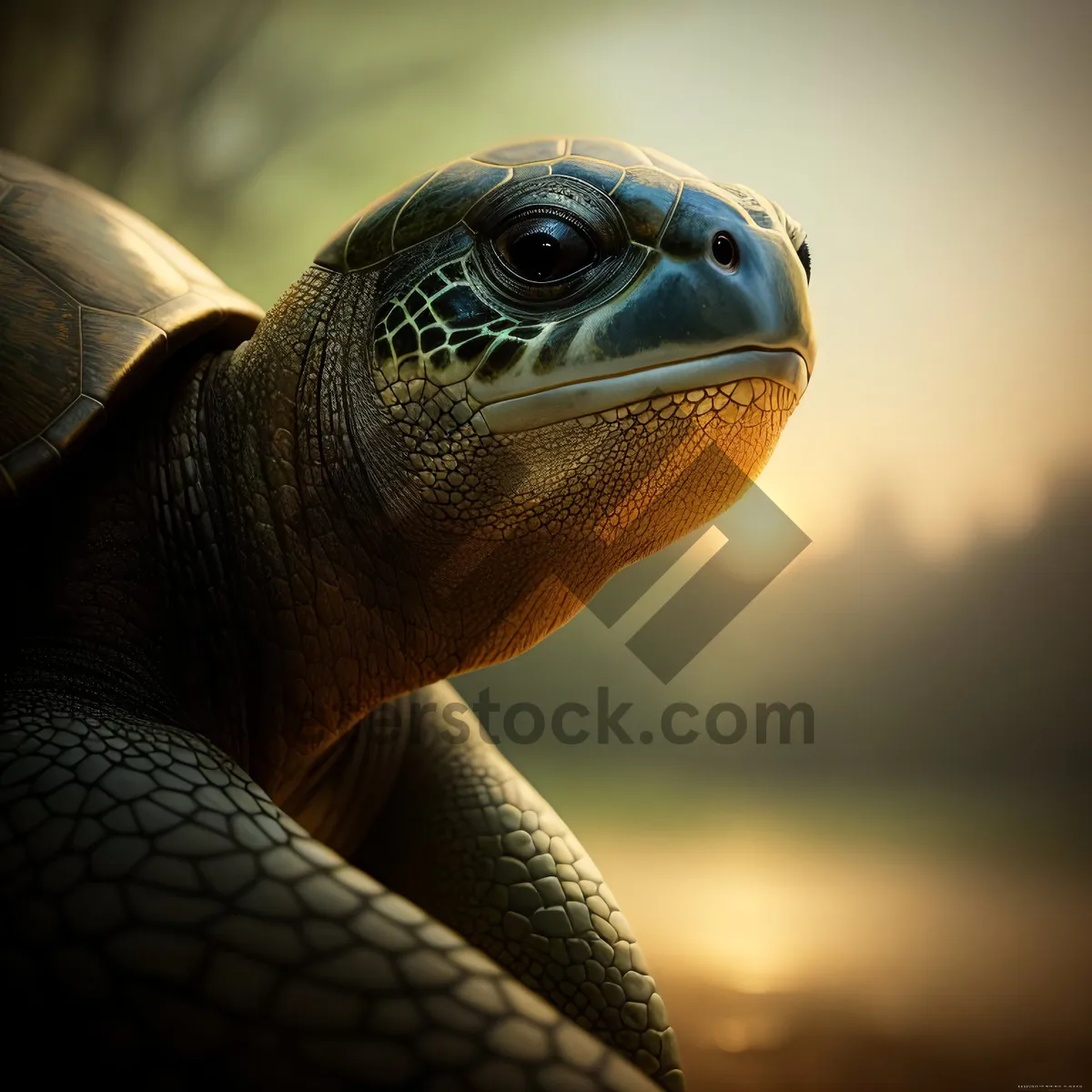 Picture of Majestic Shell: A Close-Up of a Sea Turtle's Eye